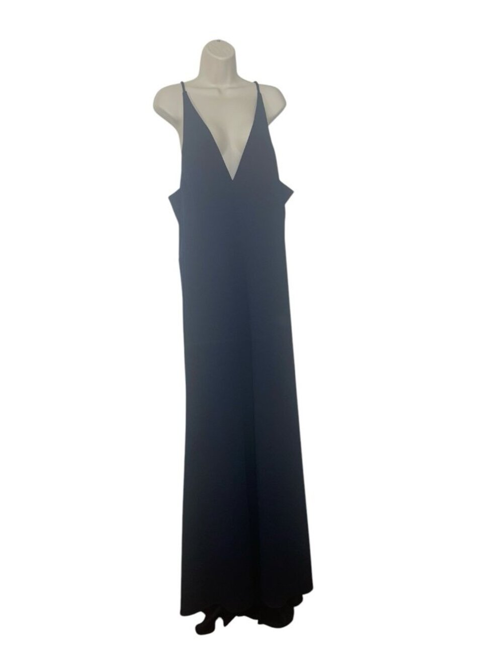 BHLDN Women's Plus Size 26 Jones V-Neck Crepe Maxi Dress Midnight Blue